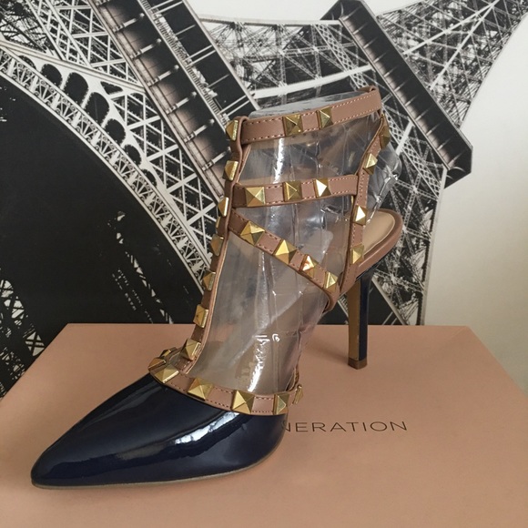 BCBGeneration Darron Rockstud Pumps - Size 6, Navy Blue - Picture 3 of 5
